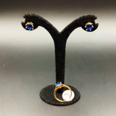 Комплект "Лаванда" (Серьги- гвоздики с кристаллом + кольцо)