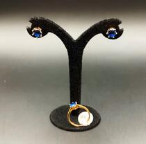 Комплект "Лаванда" (Серьги- гвоздики с кристаллом + кольцо)