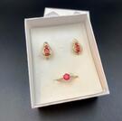 Комплект-ювелирный "Красное пламя"  (серьги, кольцо)