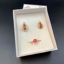 Комплект-ювелирный "Красное пламя"  (серьги, кольцо)